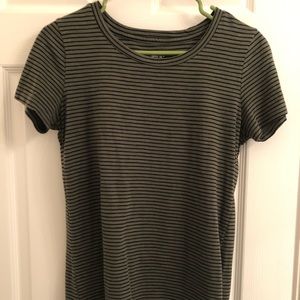 black and green striped tee